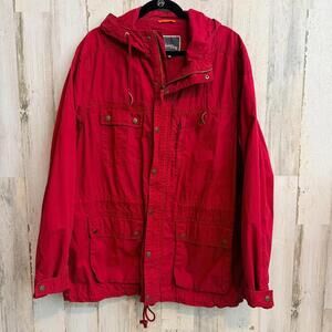 St. John’s Bay Men’s XL Red Utility Jacket Hooded Coat